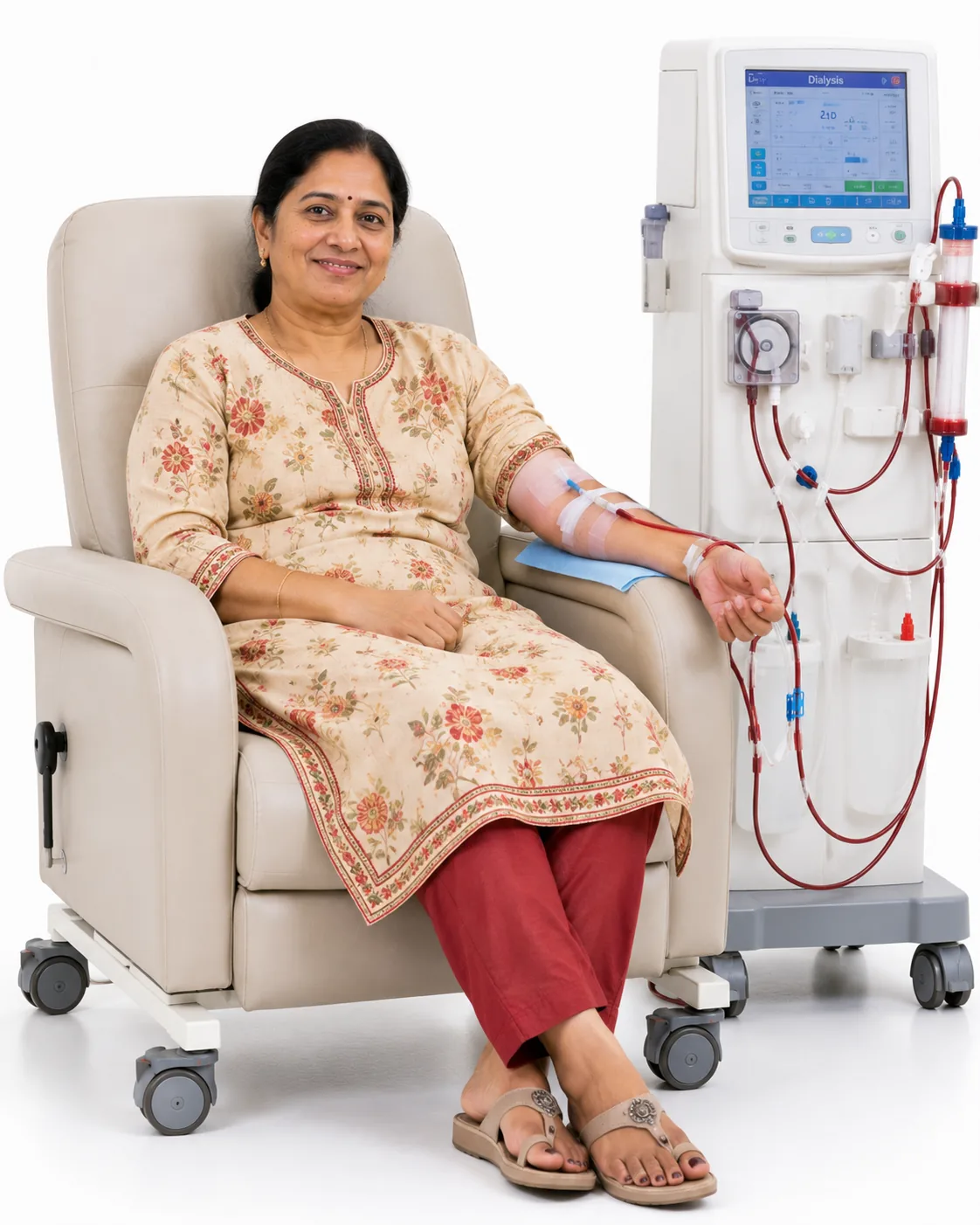 Patient receiving Home Hemodialysis in a home setting